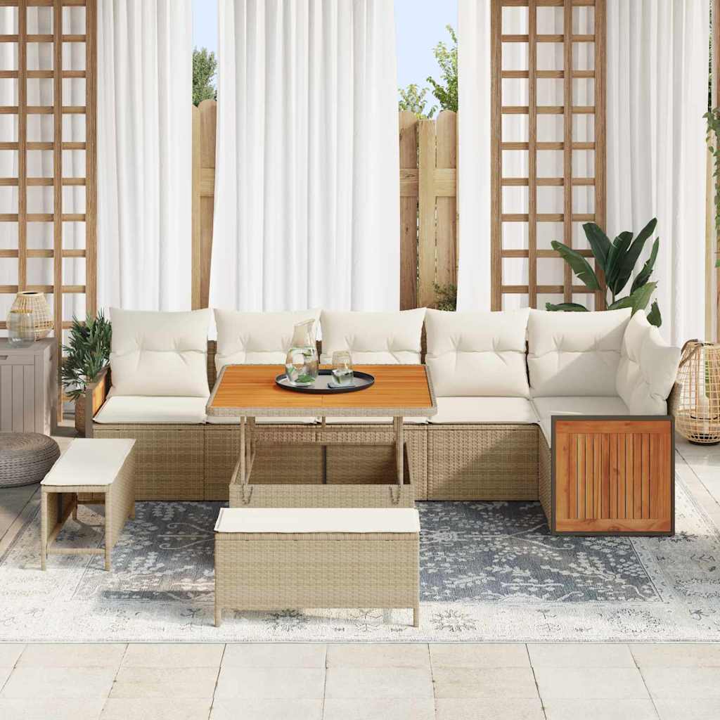 Conjunto de Sofá de Jardim 9 pcs bege e creme 100 x 100 x 71 cm