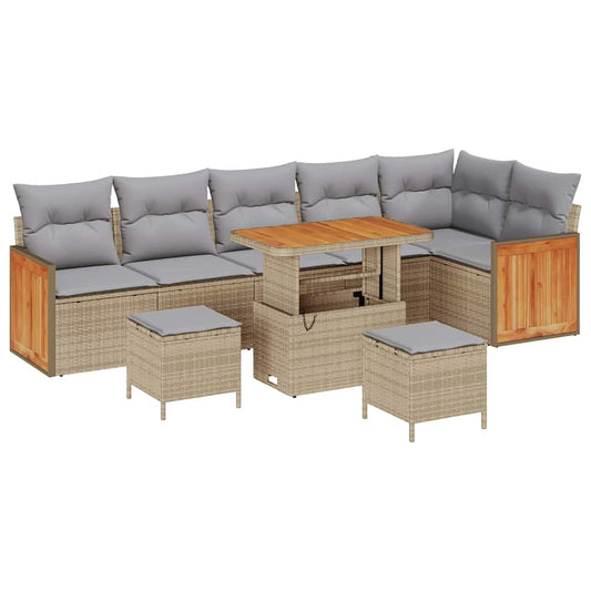 Conjunto de Sofá de Jardim 9 pcs bege e cinzento claro