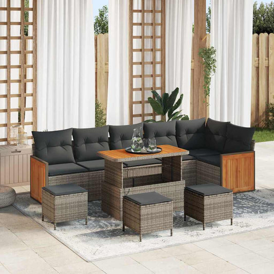 Conjunto de Sofá de Jardim com almofada 10 pcs Cinzeto