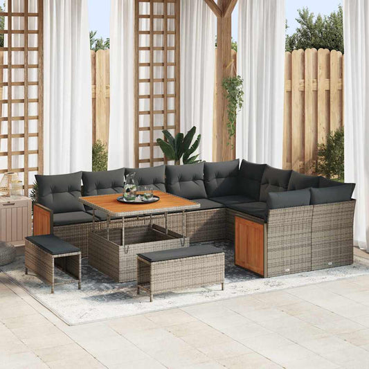 Conjunto de Sofá de Jardim 12 pcs Cinzeto 100 x 100 x 71 cm