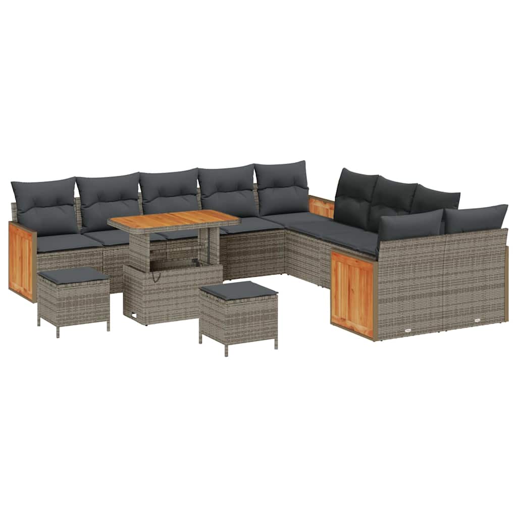 Conjunto de Sofá de Jardim com almofada 13 pcs Cinzeto
