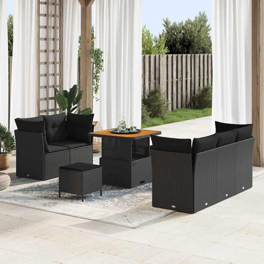 Conjunto de Sofá de Jardim 8 pcs Preto 80 x 80 x 71 cm