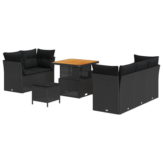 Conjunto de Sofá de Jardim 8 pcs Preto 80 x 80 x 71 cm