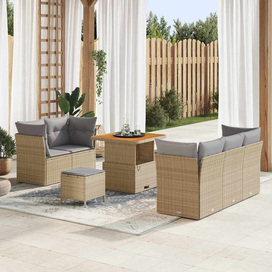 Conjunto de Sofá de Jardim 8 pcs bege e cinzento claro