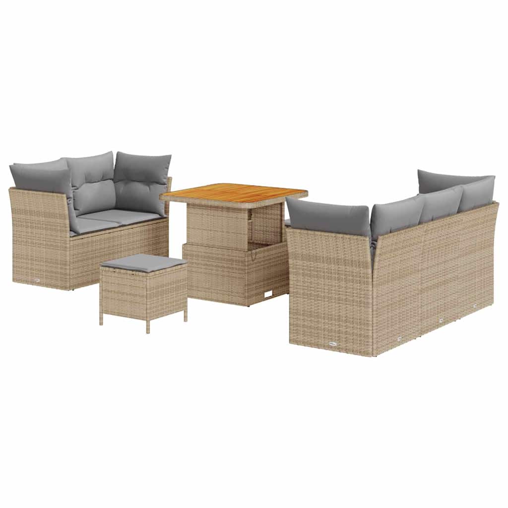 Conjunto de Sofá de Jardim 8 pcs bege e cinzento claro
