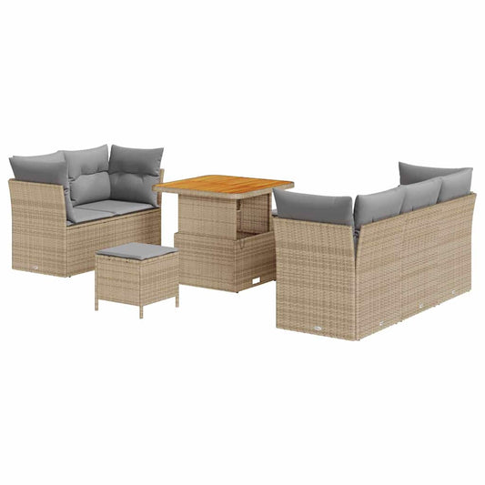 Conjunto de Sofá de Jardim 8 pcs bege e cinzento claro