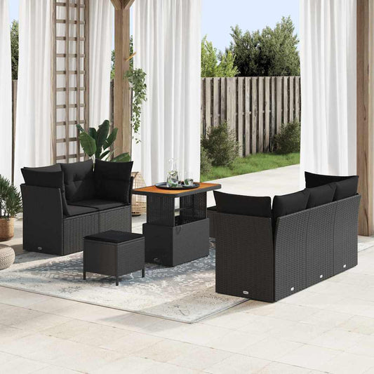 Conjunto de Sofá de Jardim 8 pcs Preto 90 x 55 x 71 cm