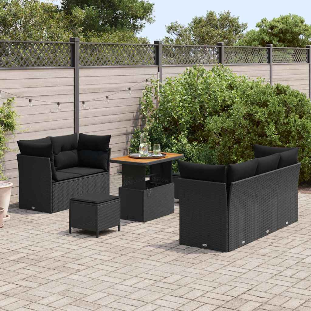 Conjunto de Sofá de Jardim 8 pcs Preto 90 x 55 x 71 cm