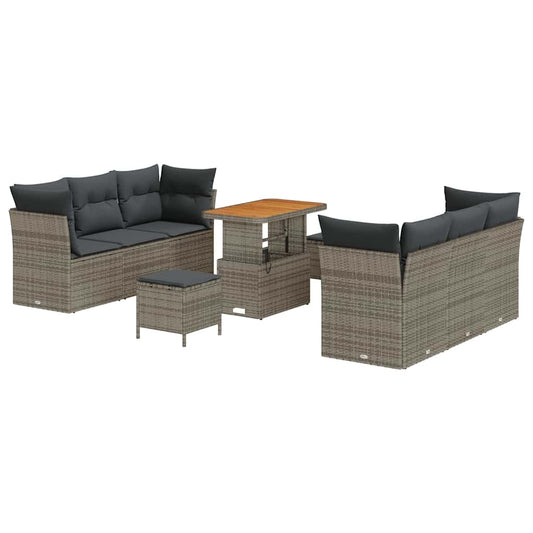 Conjunto de Sofá de Jardim com almofada Manual 9 pcs Cinzeto
