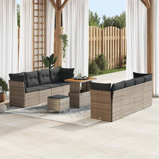 Conjunto de Sofá de Jardim com almofada Manual 11 pcs Cinzeto