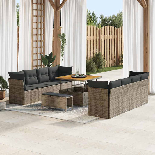 Conjunto de Sofá de Jardim com almofada Manual 11 pcs Cinzeto
