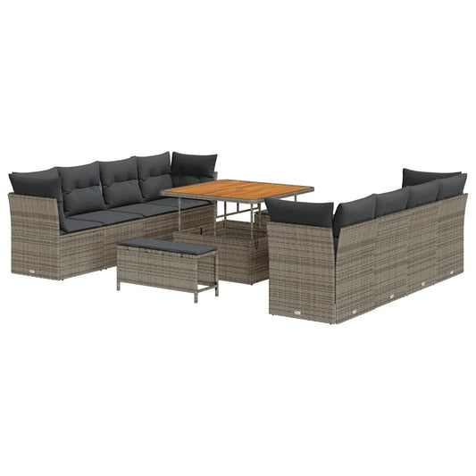 Conjunto de Sofá de Jardim com almofada Manual 11 pcs Cinzeto