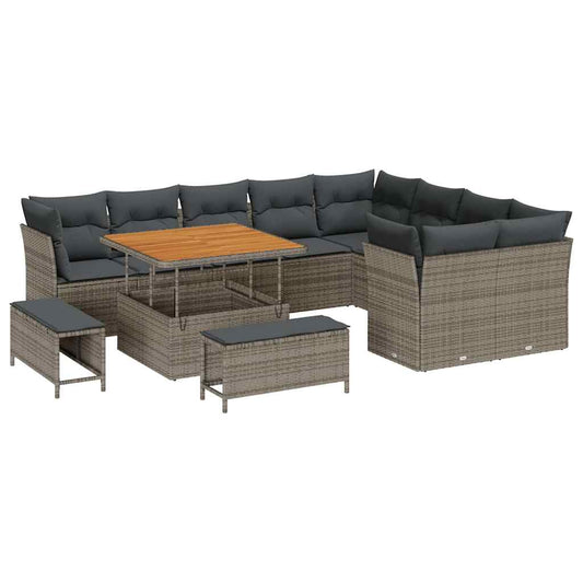 Conjunto de Sofá de Jardim 12 pcs Cinzeto 100 x 100 x 71 cm
