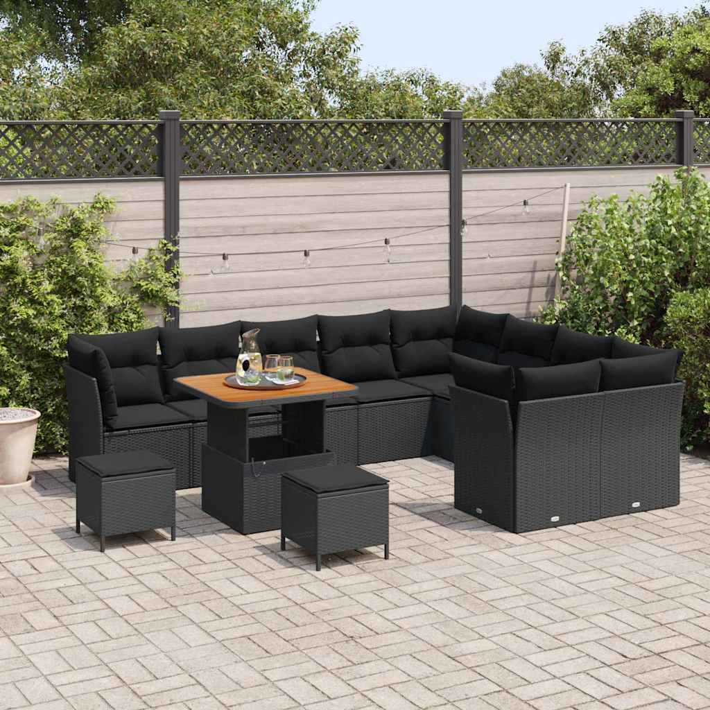 Conjunto de Sofá de Jardim 12 pcs Preto 80 x 80 x 71 cm