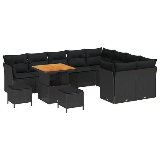 Conjunto de Sofá de Jardim 12 pcs Preto 80 x 80 x 71 cm
