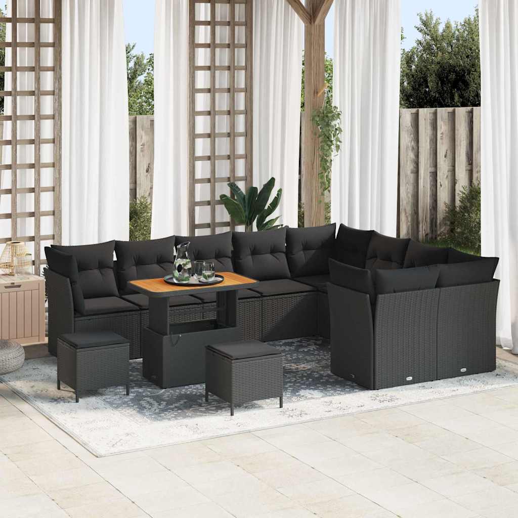 Conjunto de Sofá de Jardim 12 pcs Preto 90 x 55 x 71 cm