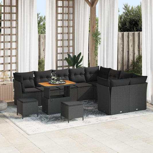 Conjunto de Sofá de Jardim 12 pcs Preto 90 x 55 x 71 cm