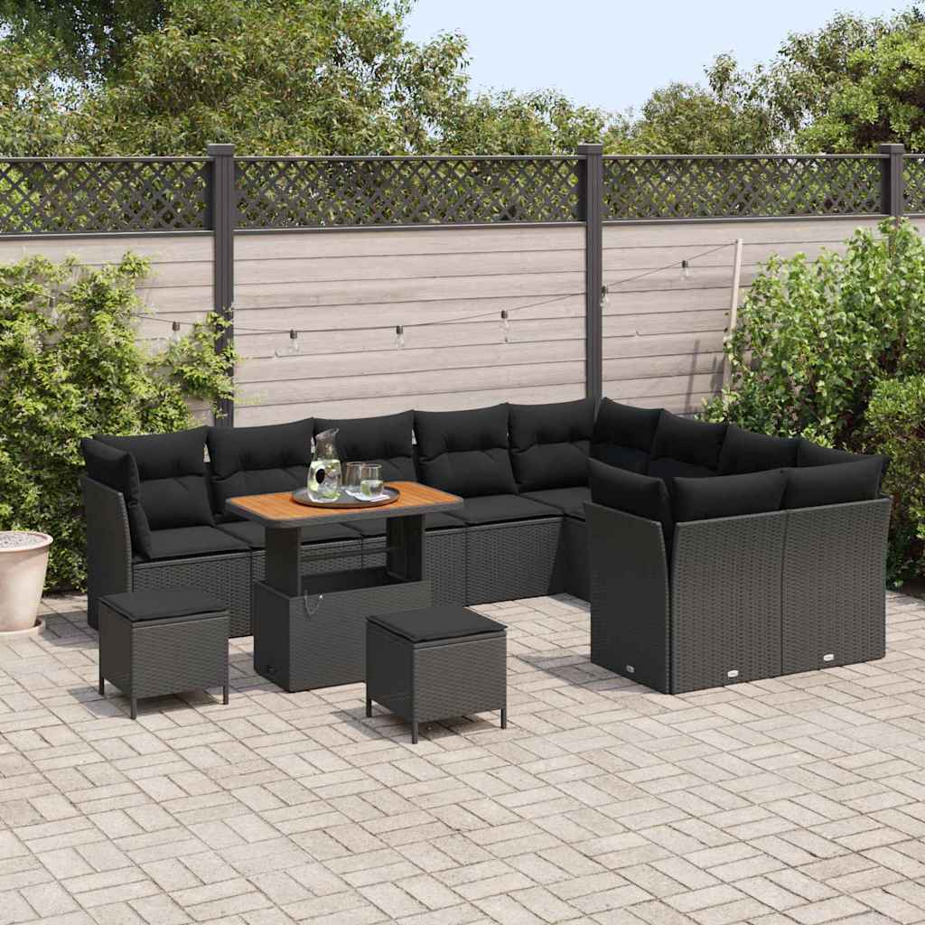 Conjunto de Sofá de Jardim 12 pcs Preto 90 x 55 x 71 cm