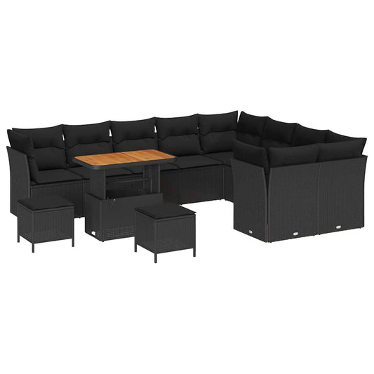 Conjunto de Sofá de Jardim 12 pcs Preto 90 x 55 x 71 cm