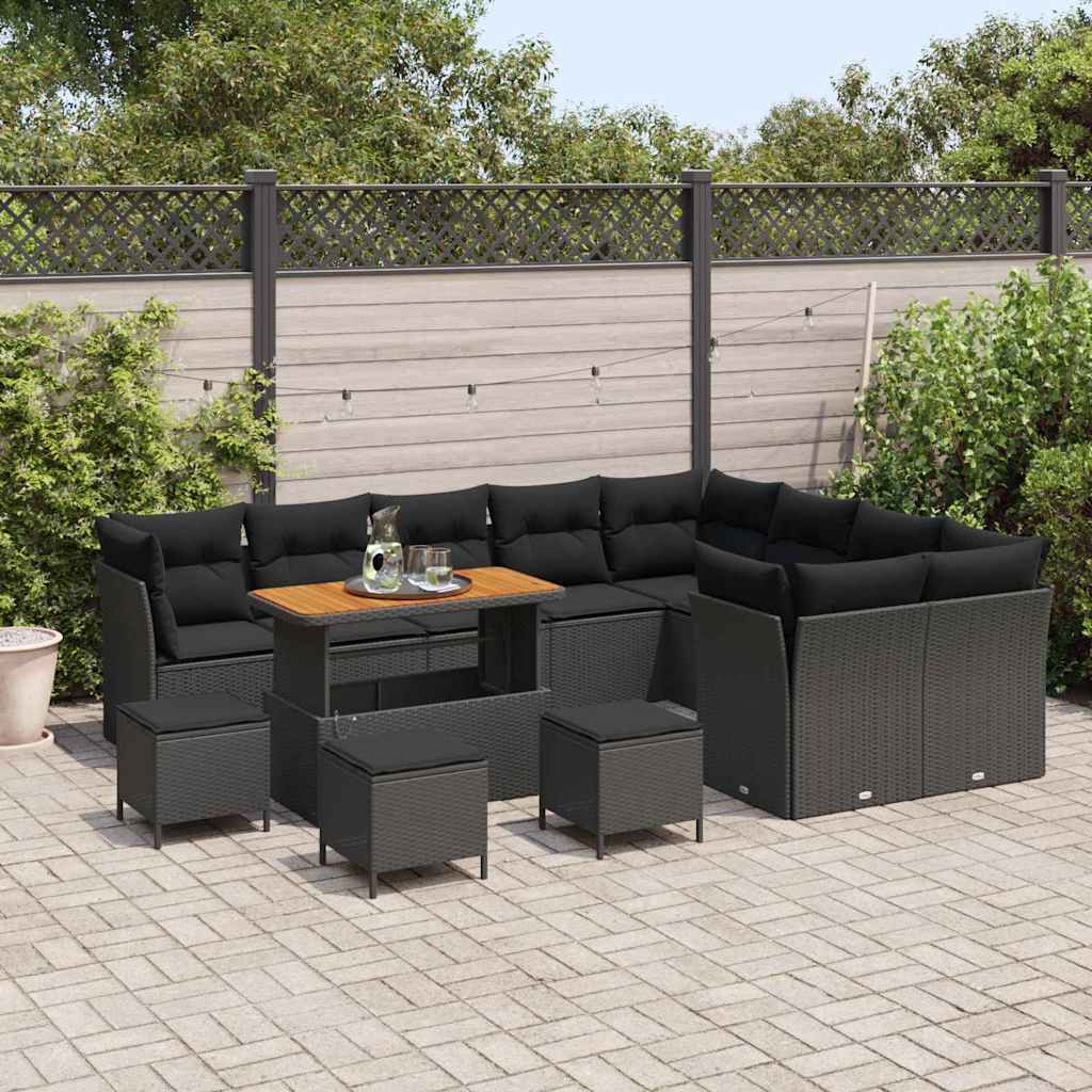 Conjunto de Sofá de Jardim 13 pcs Preto 110 x 55 x 71 cm