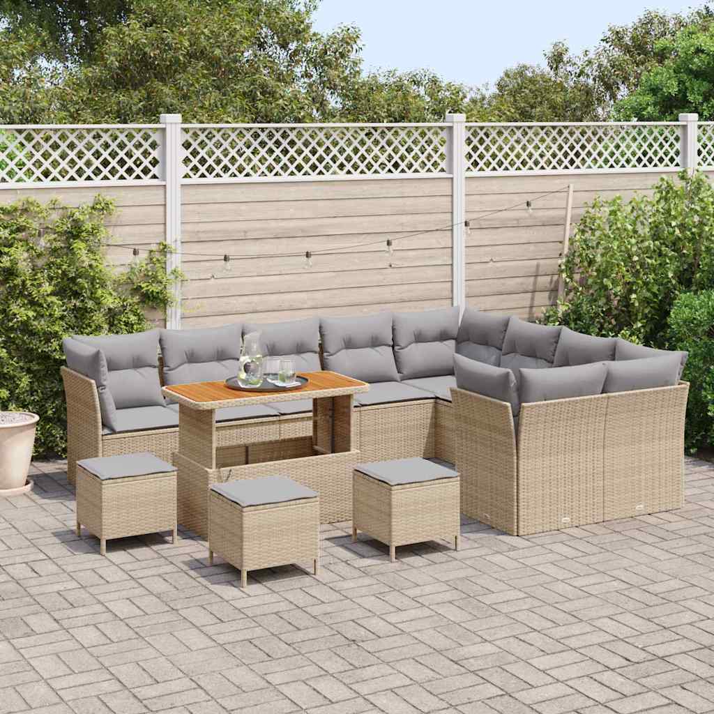 Conjunto de Sofá de Jardim 13 pcs bege e cinzento claro