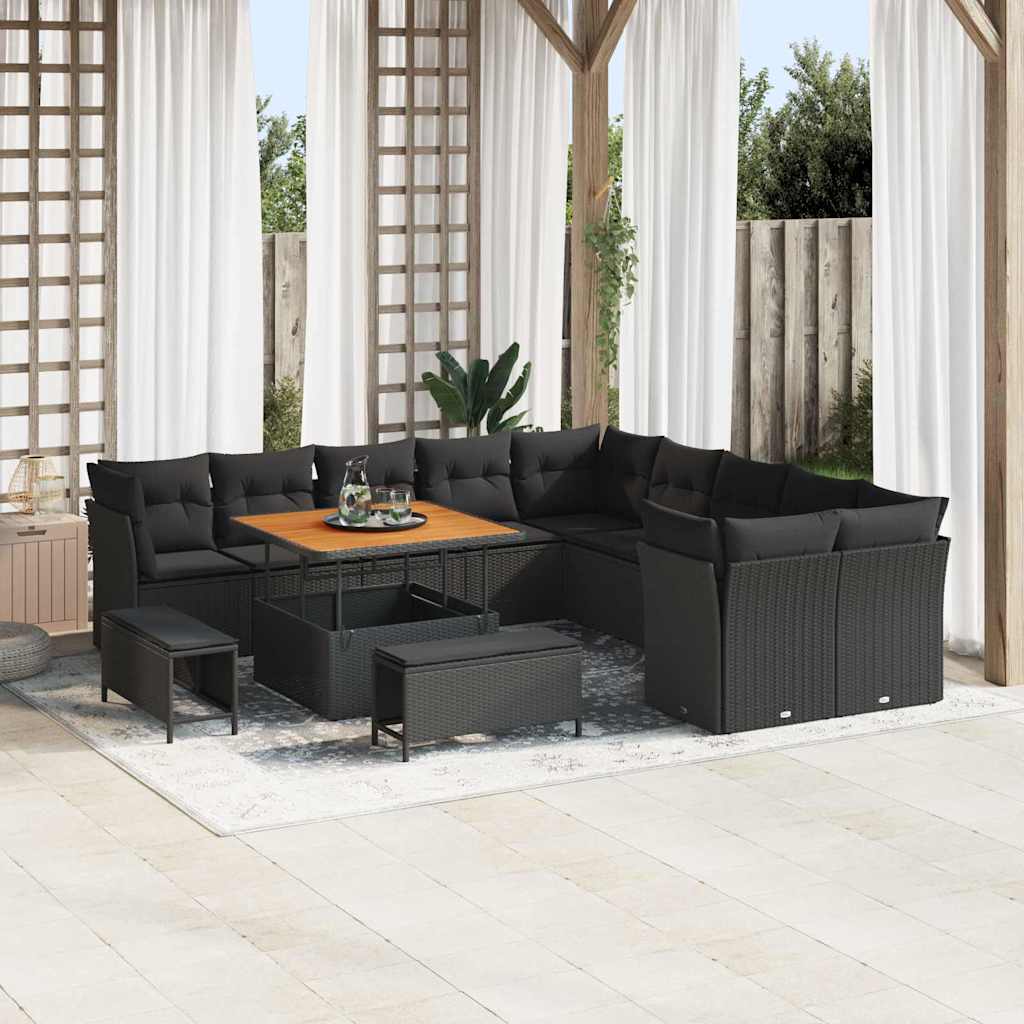 Conjunto de Sofá de Jardim 13 pcs Preto 100 x 100 x 71 cm