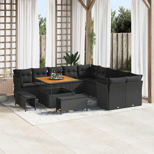 Conjunto de Sofá de Jardim 13 pcs Preto 100 x 100 x 71 cm