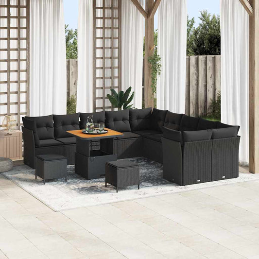 Conjunto de Sofá de Jardim 13 pcs Preto 80 x 80 x 71 cm