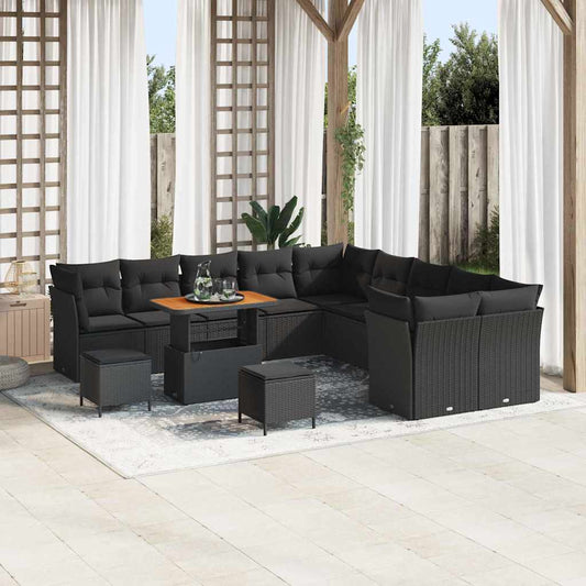 Conjunto de Sofá de Jardim 13 pcs Preto 90 x 55 x 71 cm