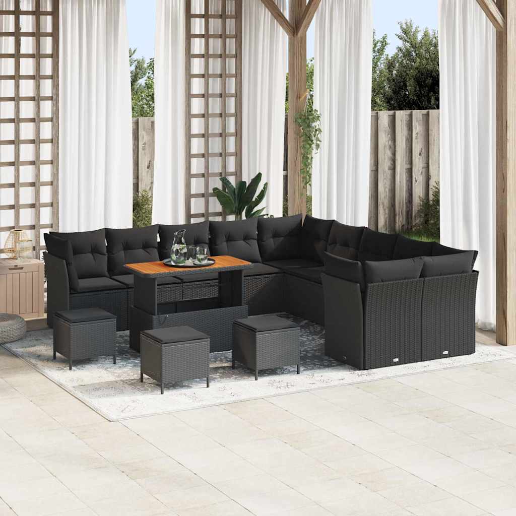 Conjunto de Sofá de Jardim 14 pcs Preto 110 x 55 x 71 cm