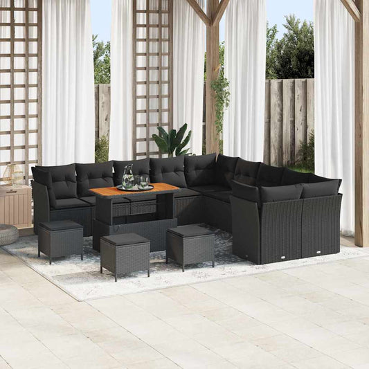 Conjunto de Sofá de Jardim 14 pcs Preto 110 x 55 x 71 cm