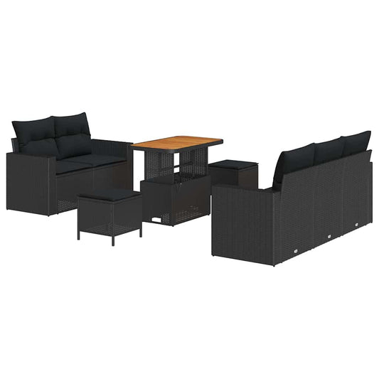 Conjunto de Sofá de Jardim Manual 8 pcs Preto 90 x 55 x 71 cm
