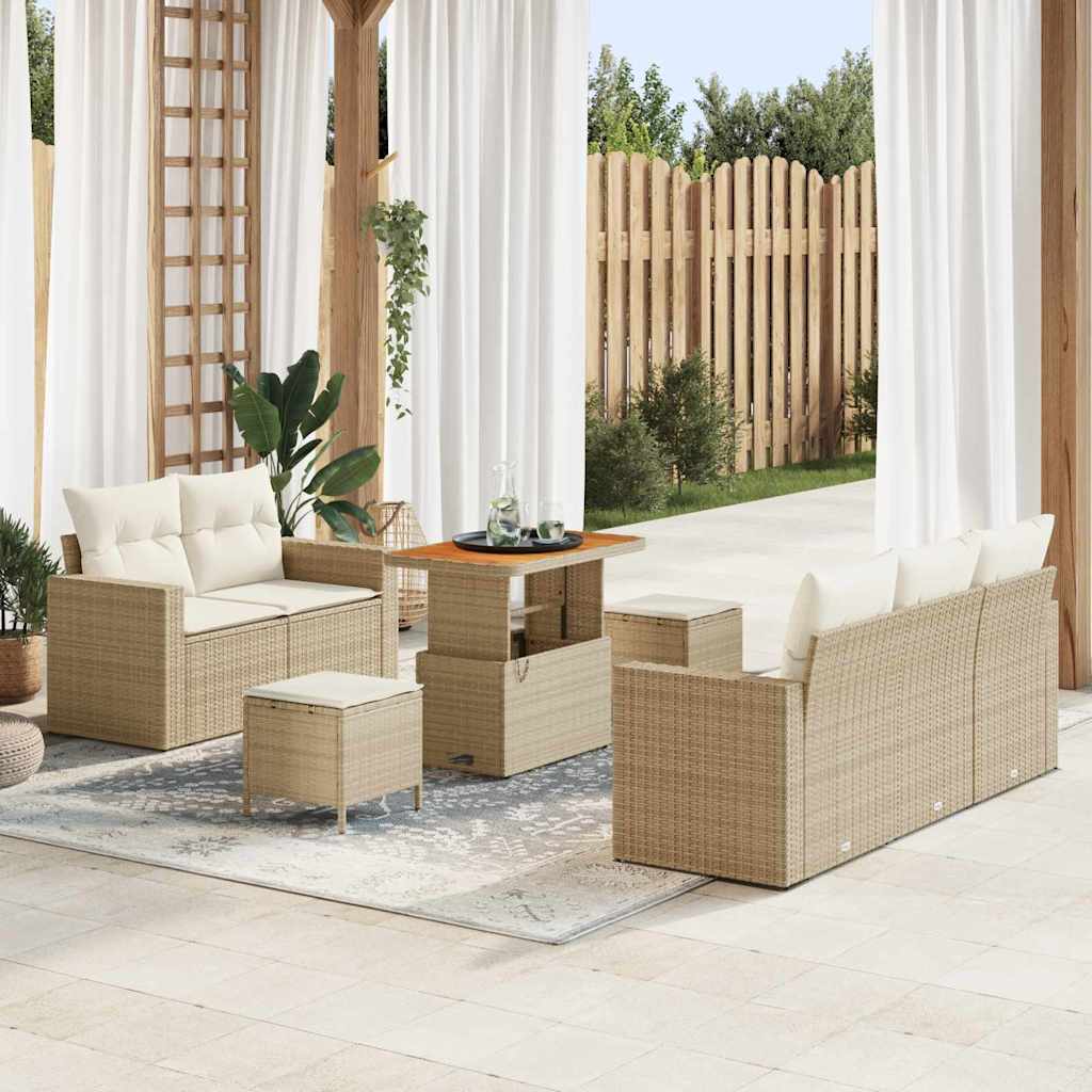 Conjunto de Sofá de Jardim 8 pcs bege e creme 90 x 55 x 71 cm
