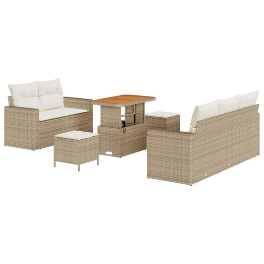 Conjunto de Sofá de Jardim 8 pcs bege e creme 90 x 55 x 71 cm