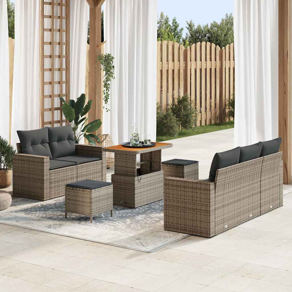 Conjunto de Sofá de Jardim Manual 8 pcs Cinzeto 90 x 55 x 71 cm