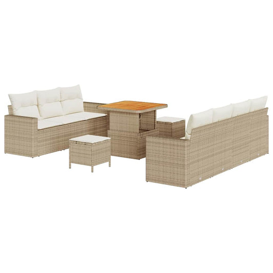 Conjunto de Sofá de Jardim 10 pcs bege e creme 80 x 80 x 71 cm