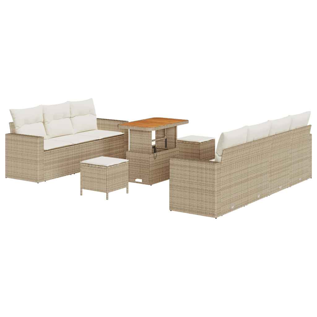 Conjunto de Sofá de Jardim 10 pcs bege e creme 90 x 55 x 71 cm
