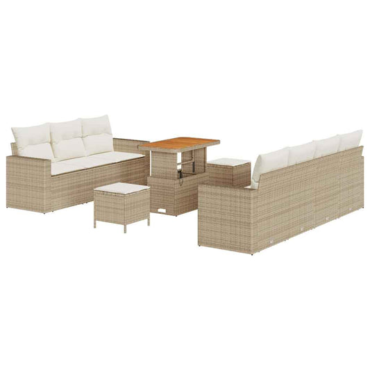 Conjunto de Sofá de Jardim 10 pcs bege e creme 90 x 55 x 71 cm