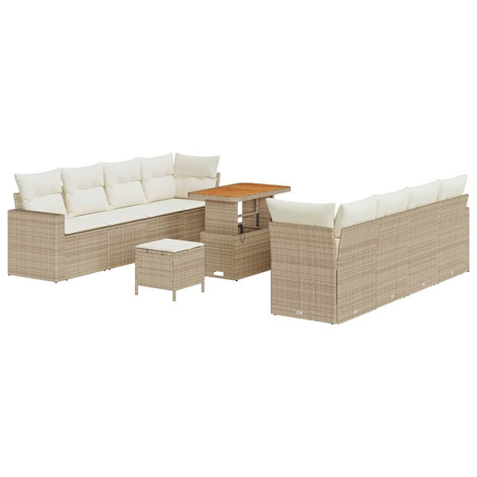 Conjunto de Sofá de Jardim 11 pcs bege e creme 90 x 55 x 71 cm