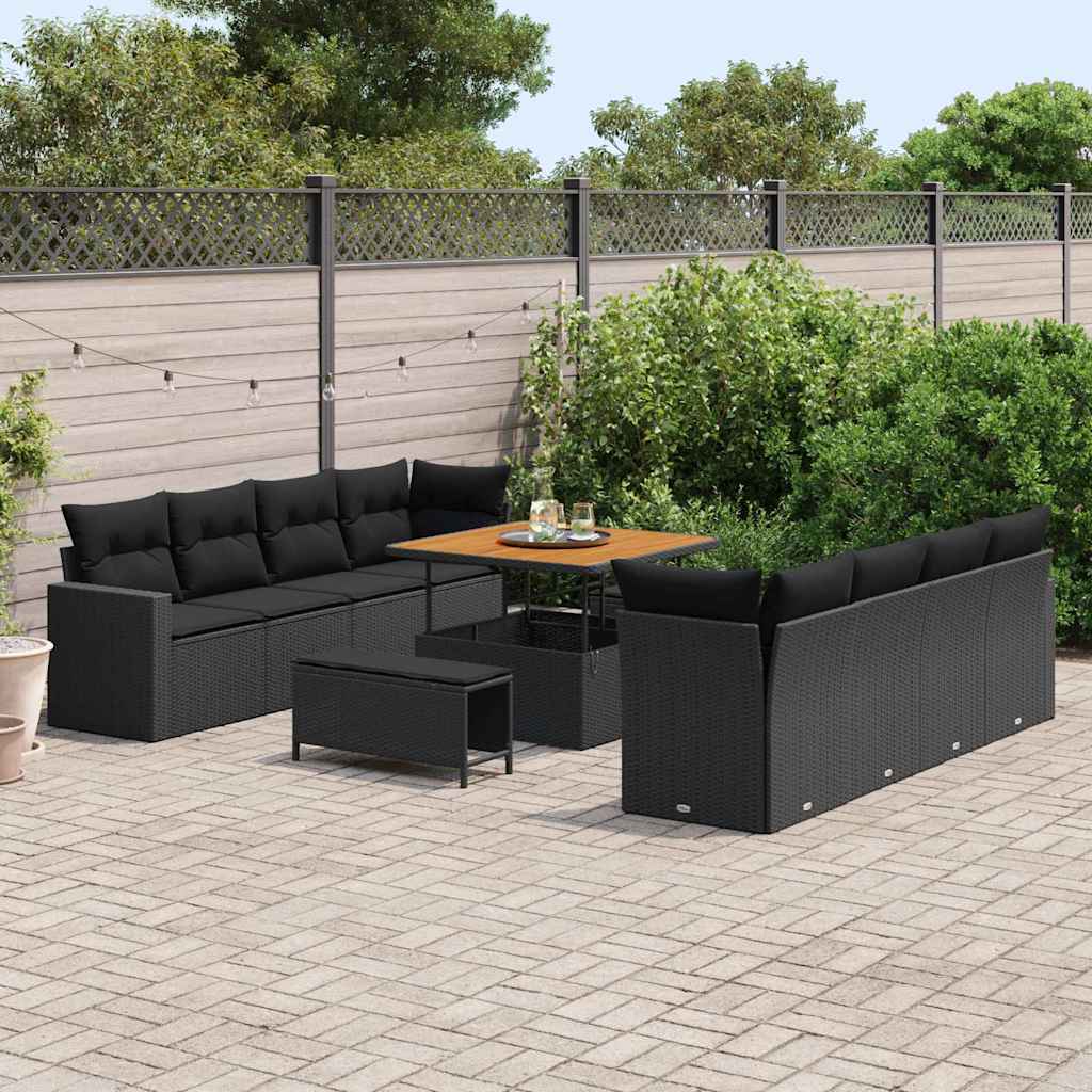 Conjunto de Sofá de Jardim 11 pcs Preto 100 x 100 x 71 cm