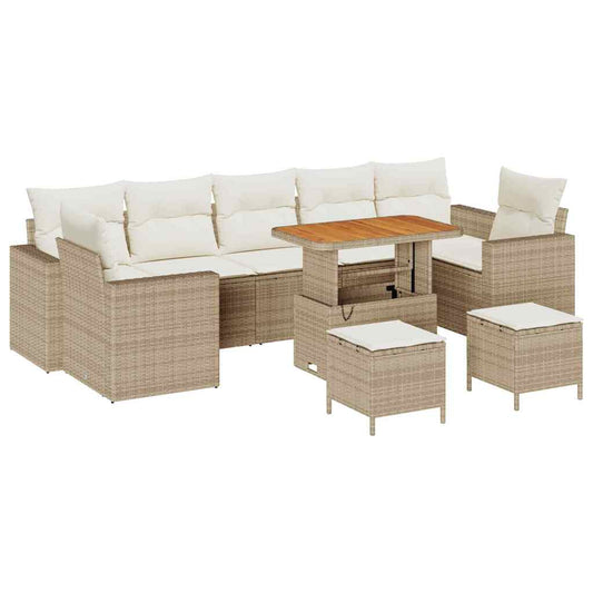 Conjunto de Sofá de Jardim 10 pcs bege e creme 90 x 55 x 71 cm