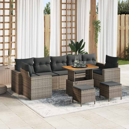 Conjunto de Sofá de Jardim 10 pcs Cinzeto 90 x 55 x 71 cm