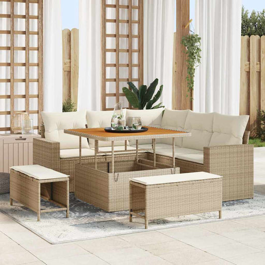 Conjunto de Sofá de Jardim 8 pcs bege e creme 100 x 100 x 71 cm
