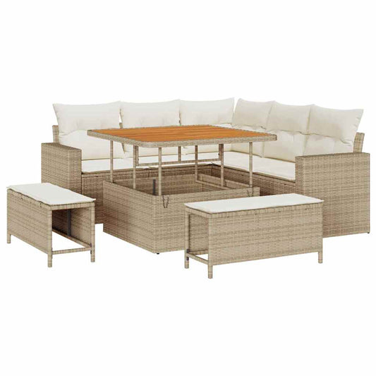 Conjunto de Sofá de Jardim 8 pcs bege e creme 100 x 100 x 71 cm