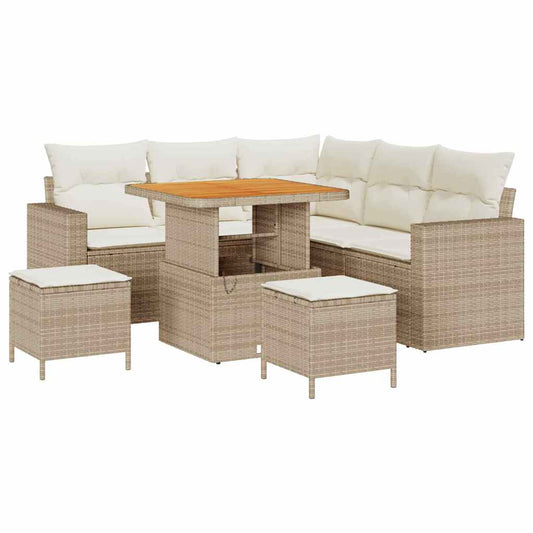 Conjunto de Sofá de Jardim 8 pcs bege e creme 80 x 80 x 71 cm