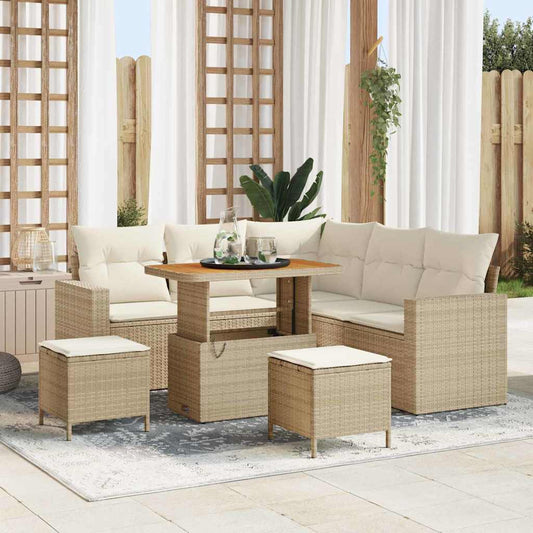 Conjunto de Sofá de Jardim 8 pcs bege e creme 90 x 55 x 71 cm