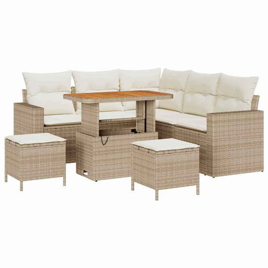 Conjunto de Sofá de Jardim 8 pcs bege e creme 90 x 55 x 71 cm