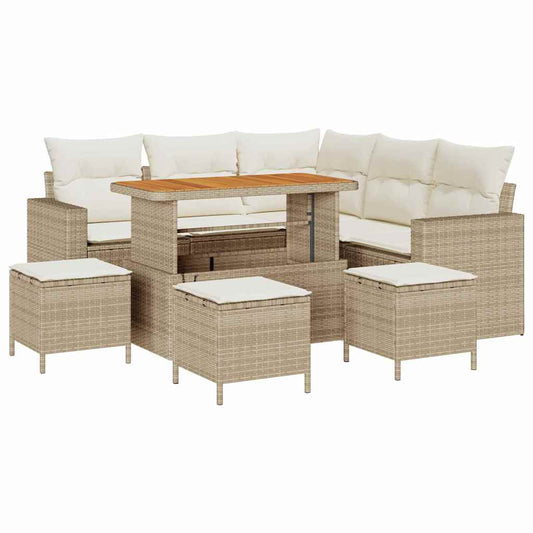 Conjunto de Sofá de Jardim 9 pcs bege e creme 110 x 55 x 71 cm