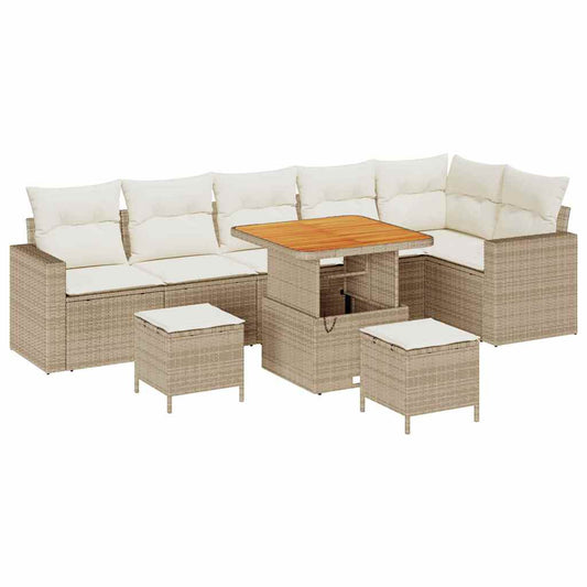 Conjunto de Sofá de Jardim 9 pcs bege e creme 80 x 80 x 71 cm