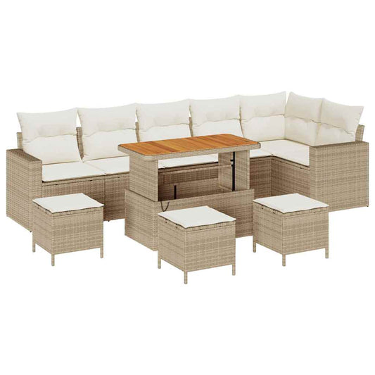 Conjunto de Sofá de Jardim 10 pcs bege e creme 110 x 55 x 71 cm